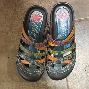 Women's Colorful Leather Mules elite blue 6